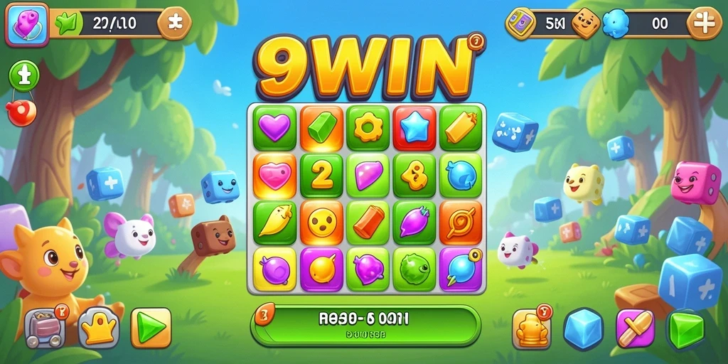 Screenshot menampilkan gameplay Match-3 yang seru dan penuh warna.