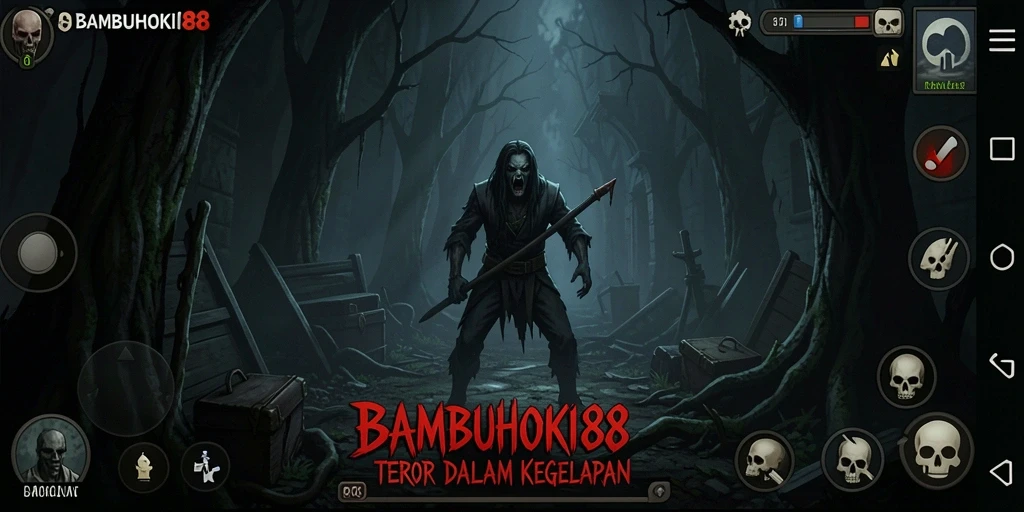 Screenshot menakutkan dari gameplay BAMBUHOKI88 yang menciptakan suasana mencekam.