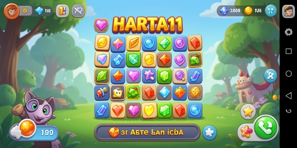 Tangkap momen seru gameplay di HARTA11 dengan permata berwarna-warni.