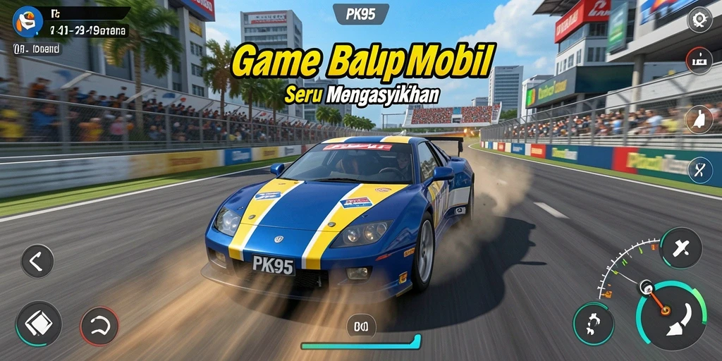 Menampilkan aksi balapan yang mendebarkan dan mobil yang keren.
